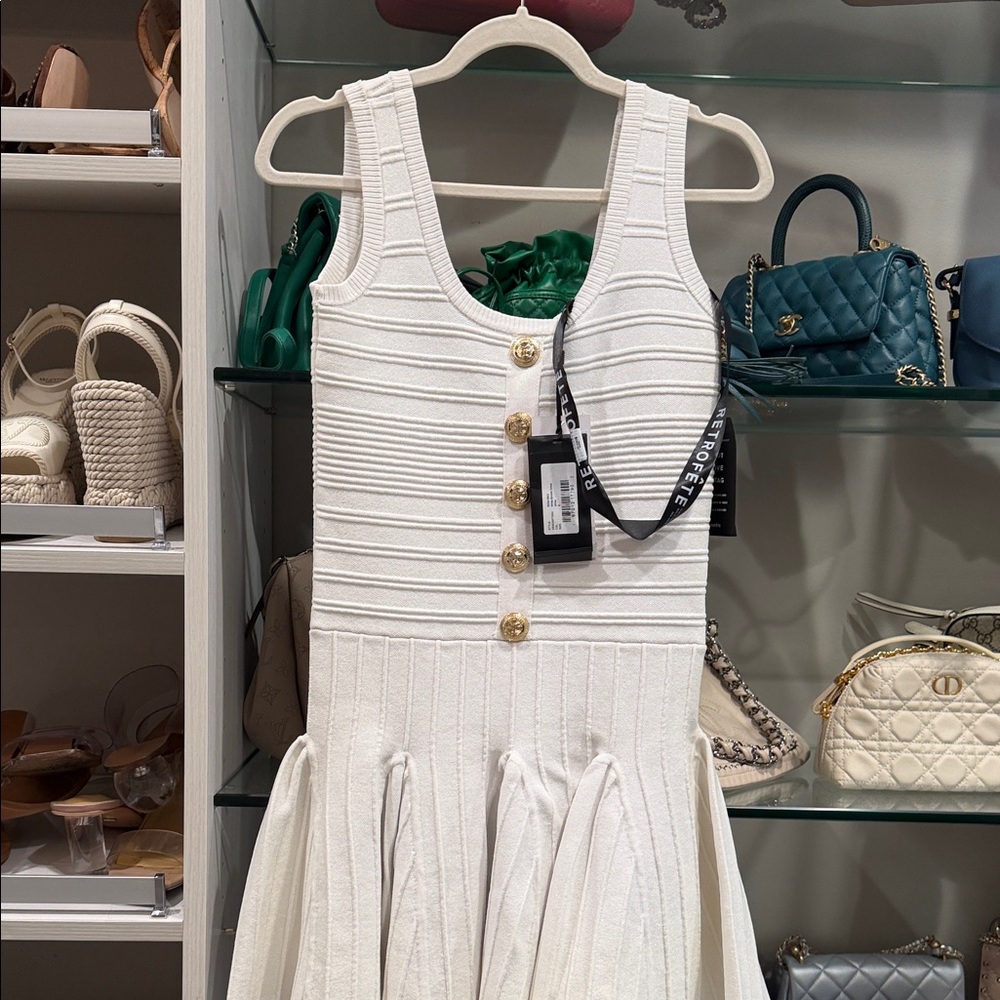 Chic White Dress with Gold Accents